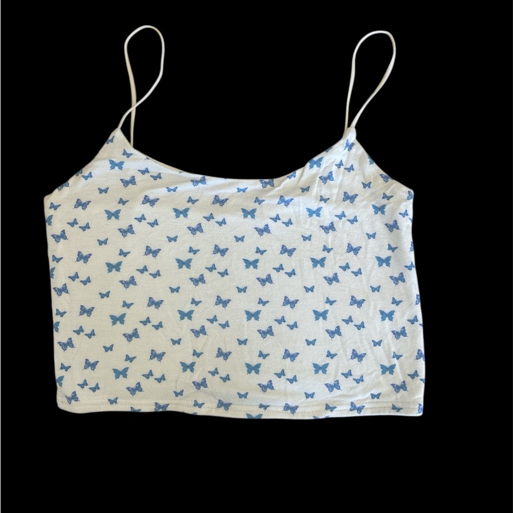 Pacsun Butterfly Blue and White Tank top